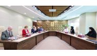 Minister of State for International Cooperation at the Ministry of Foreign Affairs H E Lolwah bint Rashid Al Khater meeting Canadian Minister of International Development H E Ahmed Hussen and his delegation during the meeting.
