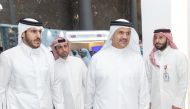 Minister of Commerce and Industry H E Sheikh Mohammed bin Hamad bin Qassim Al Abdullah Al Thani and UDC President, Chief Executive Officer and member of the Board Ibrahim Jassim Al Othman visiting the UDC pavillion at Cityscape Qatar 2023, yesterday.