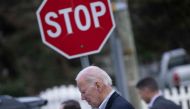 US President Joe Biden leaves Saint Edmond Catholic Church after attending mass on November 4, 2023 in Rehoboth Beach, Delaware. (Photo by Brendan Smialowski / AFP)
