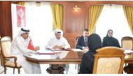QIIB Deputy CEO Jamal Abdullah Al Jamal, QIIB Chief of Human Resources and Administration Ali Al Mesaifri with other officials during the meeting.