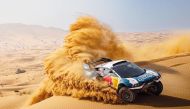 Nasser Saleh Al Attiyah drives the BRX Prodrive Hunter during the 2023 Dubai International Baja. 
