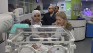 UNICEF Executive Director Catherine Russell and UNICEF Deputy Executive Director Humanitarian Action and Supply Operation Ted Chaiban visited Nasser hospital in Khan Younis in southern Gaza Strip on 14 November 2023. Pic: UNICEF 