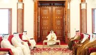 H M King Hamad bin Isa Al Khalifa of the Kingdom of Bahrain meeting Prime Minister and Minister of Foreign Affairs H E Sheikh Mohammed bin Abdulrahman bin Jassim Al Thani at Al Safriyah Palace yesterday. Their Excellencies, other officials from both countries were also present.