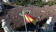 Tens of thousands of people demonstrate during a protest called by Foro Libertad y Alternativa (Freedom & Alternative forum) against an amnesty bill for people involved with Catalonia's failed 2017 independence bid, in Madrid on November 18, 2023. (Photo by JAVIER SORIANO / AFP)
