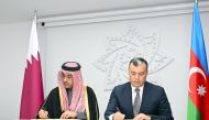 Minister of Labour H E Dr. Ali bin Smaikh Al Marri and Minister of Labour and Social Protection of Azerbaijan H E Sahil Babayev signing the MoU. 