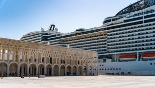 File photo of a cruise ship docked at the Doha Port.