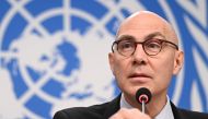 UN High Commissioner for Human Rights Volker Turk addresses a press conference in Geneva, on December 6, 2023. (Photo by Fabrice Coffrini / AFP)