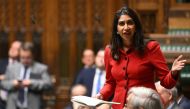 A handout photograph released by the UK Parliament shows Britain's former Home Secretary Suella Braverman making a statement in the House of Commons in London on December 6, 2023. Photo by Maria Unger / UK Parliament / AFP