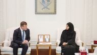 Deputy Speaker of the Shura Council H E Dr. Hamda bint Hassan Al Sulaiti with Member of the Parliament of the Republic of Finland H E Ville Skinnari (left) during their meeting in Doha yesterday.