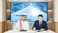Group CEO of Estithmar Holding Eng. Mohammed bin Badr Al Sadah (left) with Deputy Minister of Health of Uzbekistan H E Omonov Olim Murodullaevich during the event.