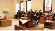 QatarDebate Centre and Ibn Haldun University officials during the opening ceremony.