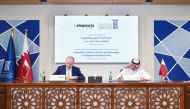 UDST President Dr. Salem Al Naemi (right) and Chief Executive Officer of Elegancia Healthcare, Joseph Hazel, signing the MoU. 