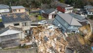 This aerial photo shows damaged and destroyed homes along a street in Wajima, Ishikawa prefecture on January 2, 2024, a day after a major 7.5 magnitude earthquake struck the Noto region in Ishikawa prefecture. Photo by Fred MERY / AFP