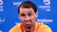 Spain's Rafael Nadal reacts during a press conference after his loss against Australia's Jordan Thompson at their men's singles match during the Brisbane International tennis tournament in Brisbane on January 5, 2024. (Photo by William WEST / AFP) 