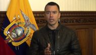 Grab from a handout video released by Ecuador's presidency press office showing Ecuador's President Daniel Noboa announcing a state of emergency for the entire country on January 8, 2024. (Photo by Handout / Presidencia Ecuador / AFP) 