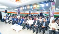 Ambassador of India to Qatar H E Vipul (sixth right) and other guests at the event.
