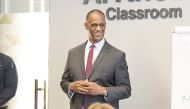US Ambassador to Qatar H E Timmy Davis during his visit to the Qatar International Academy for Security Studies (QIASS).