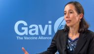 Chief programme officer of the Gavi Vaccine Alliance, Aurelia Nguyen, gestures during an interview with AFP in Geneva on January 18, 2024, ahead of the rollout of malaria vaccine at across Africa, starting firstly in Cameroon. Photo by Elodie LE MAOU / AFP