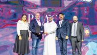 An award being presented during the closing ceremony in Doha on January 27, 2024.