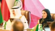 Minister of Social Development and Family H E Maryam bint Ali bin Nasser Al Misnad attending the opening of the forum yesterday. 