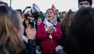 Swedish environmental activist Greta Thunberg takes part in a demonstration in Bordeaux, southwestern France, on February 11, 2024, against plans to drill eight new oil wells in La Teste-de-Buch forest. (Photo by Thibaud Moritz / AFP)
