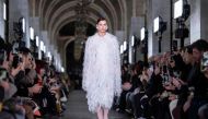 Model Irina Shayk walks the runway for the Tory Burch show during New York Fashion Week on February 12, 2024 in New York. (Photo by ANGELA WEISS / AFP)
