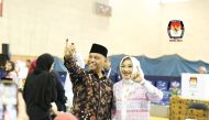 Ambassador of Indonesia to Qatar, H E Ridwan Hassan and wife after they cast their votes.