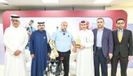 QPC President Saad bin Mohammed Al Rumaihi presenting memento to Al Jazeera’s Gaza bureau chief Wael Dahdouh at QPC headquarters.