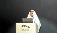 Chairman of Qatar Chamber, Sheikh Khalifa bin Jasim Al Thani speaking during the event. 