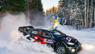 Toyota Gazoo Racing (TGR) World Rally Team's No. 33 Toyota GR Yaris Rally1 Hybrid Electric Vehicle during the 2024 Rally Sweden.