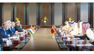 Prime Minister and Minister of Foreign Affairs H E Sheikh Mohammed bin Abdulrahman bin Jassim Al Thani  and Minister of Foreign Affairs of Egypt H E Sameh Shoukry chairing the 5th session of the joint supreme committee between Qatar and Egypt in Doha yesterday.