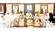 Minister of Justice and Minister of State for Cabinet Affairs H E Ibrahim bin Ali bin Issa Al Hassan Al Mohannadi (centre) chairing lawyers admissions committee meeting yesterday. 