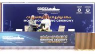 CEO of Barzan Holdings Abdullah Hassan Al Khater (right) and UBKU President Dr. Ahmad M. Hasnah exchange documents after signing the MoU.