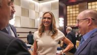 Lara Trump (C), daughter-in-law of former US President Donald Trump, attends the Republican National Committee (RNC) Spring meeting on March 8, 2024, in Houston, Texas. (Photo by Cécile Clocheret / AFP)
