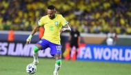 Brazil's Neymar controls the ball during the 2026 World Cup qualifier match against Bolivia at the Olympic Stadium of Para in Belem, Brazil on Sept. 8, 2023. (Photo by Lucio Tavora/Xinhua)