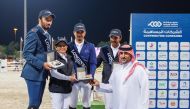 Vice Chairman of the Longines Hathab Supreme Organising Committee Ali bin Youssef Al Rumaihi crowns the winners of Mideum Tour.