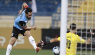 Mohamed Benyettou scores Al Wakrah's first goal against Umm Salal from the penalty spot.