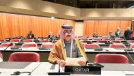 Shura Council member H E Dr. Sultan bin Hassan Al Dosari speaking during the meeting of the permanent committee on democracy and human rights of the Inter-Parliamentary Union in Geneva, yesterday.