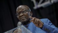 Former South African President Jacob Zuma speaks during the Shekainah Healing Ministries Prophetic Pillowcase service in Phillipi, near Cape Town, on March 10, 2024. (Photo by Gianluigi Guercia / AFP)