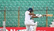 Sri Lanka痴 Dimuth Karunaratne is clean bowled by Bangladesh痴 Hasan Mahmud during the first day of the second Test cricket match between Bangladesh and Sri Lanka at the Zahur Ahmed Chowdhury Stadium in Chittagong on March 30, 2024. Photo by MUNIR UZ ZAMAN / AFP.