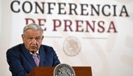 Mexican President Andres Manuel Lopez Obrador speaks during a press conference in Mexico City on April 11, 2024. (Photo by Alfredo Estrella / AFP)

