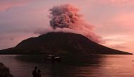 Mount Ruang volcano erupts in Sitaro, North Sulawesi, on April 19, 2024. (Photo by Ronny Adolof Buol / AFP)