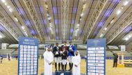 Vice Chairman of the Supreme Organizing Committee Ali bin Youssef Al Rumaihi and Chairman of the Facilities and Logistics Committee Mohammed Saleh Al Marri honoured the podium winners of Small Tour.