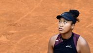 Japan's Naomi Osaka reacts during her match against France's Clara Burel at the Women's WTA Rome Open tennis tournament at Foro Italico in Rome on May 8, 2024. (Photo by Tiziana FABI / AFP)
