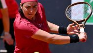 Tunisia's Ons Jabeur returns the ball to USA's Sofia Kenin during the Women's WTA Rome Open tennis tournament at Foro Italico in Rome on May 10, 2024. (Photo by Andreas SOLARO / AFP)
