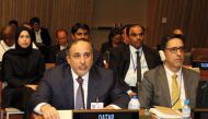Minister of Environment and Climate Change H E Dr. Abdullah bin Abdulaziz bin Turki Al Subaie addressing a meeting held as part of the 19th session of the United Nations Forum on Forests at the UN headquarters in New York.