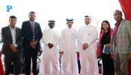 Shumalan Naicker, Territory Head, Landmark Group Qatar; Nitin Grover, DGM-Finance, Landmark Group Qatar; Farhan Al Suwaidi, Head of Public Relation of Landmark Group Qatar; Mohamed Ali Al Hamadi, Leasing Director Waseef; and Khalifa Salman Al Mohannadi, Director of Support Services during the ceremony. ( Photo by Salim Matramkot / The Peninsula)
