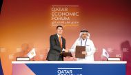Dr. Omar Mohammad Al Ansari, Qatar University President and Richard Tallant, Executive Vice President and Managing Director, Qatar Shell during the signing ceremony.
