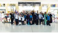 School representatives, students and their families, and Mall of Qatar’s management team at the launch of the exhibition.