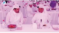 Qatar Olympic Committee (QOC) President H E Sheikh Joaan bin Hamad Al Thani with Minister of Sports and Youth H E Sheikh Hamad bin Khalifa bin Ahmed Al Thani during the event. Pictures: Mohamed Farag / The Peninsula